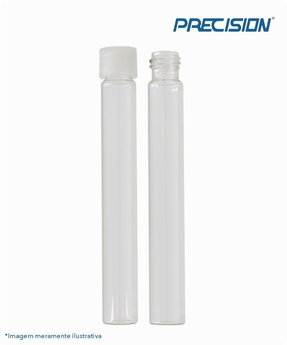 Tubo de vidro fundo chato 20mmx150mm com tampa de rosca